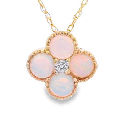 .01ct Opal and Diamond Pendant in 14KT Yellow Gold