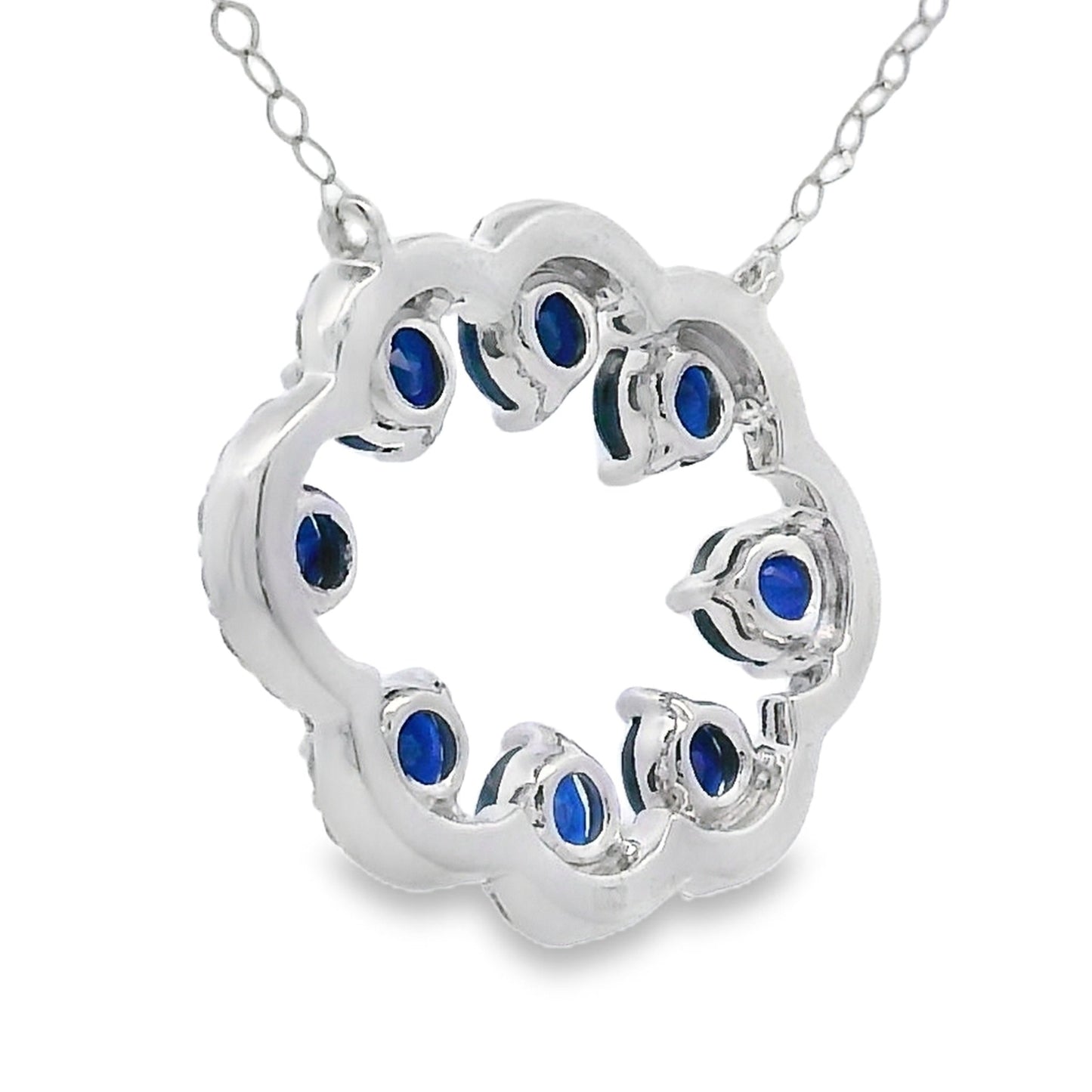Sapphire Diamond Fashion Pendant in 14KT White Gold