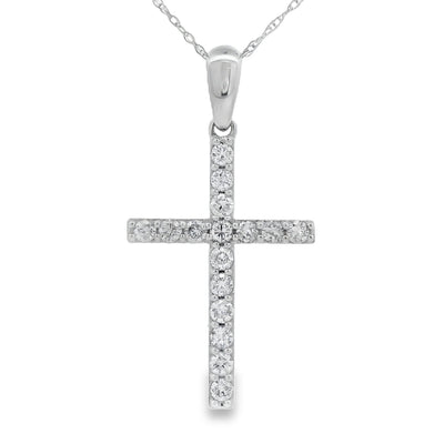 Pendentif croix en diamant de 0,45 ct en or blanc 14KT