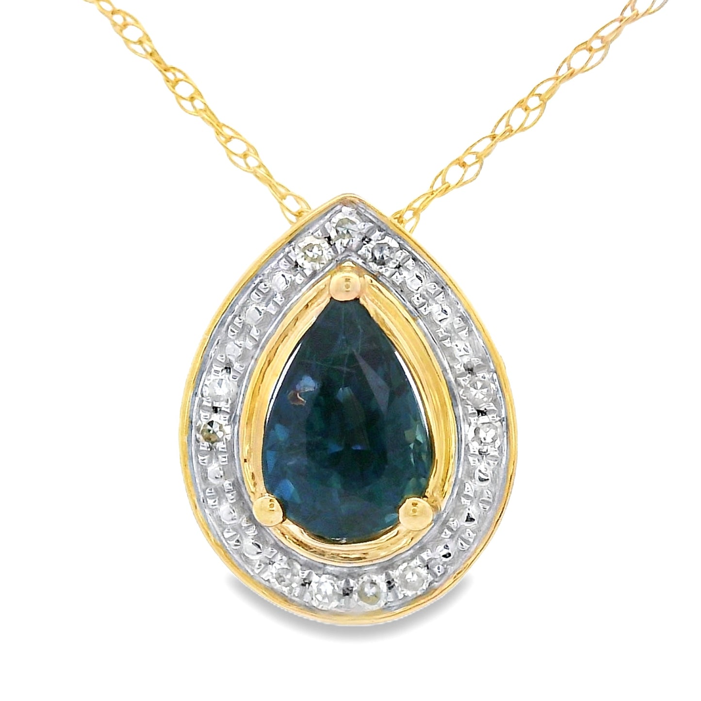 Sapphire Diamond Fashion Pendant in 10KT Yellow Gold