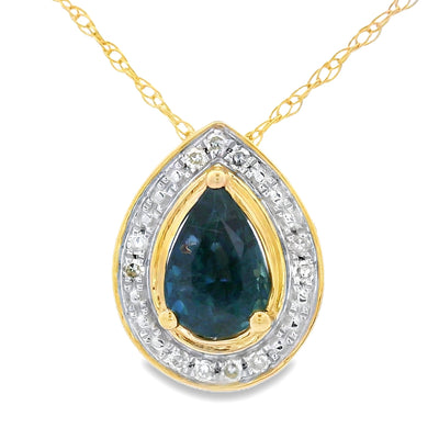 Sapphire Diamond Fashion Pendant in 10KT Yellow Gold