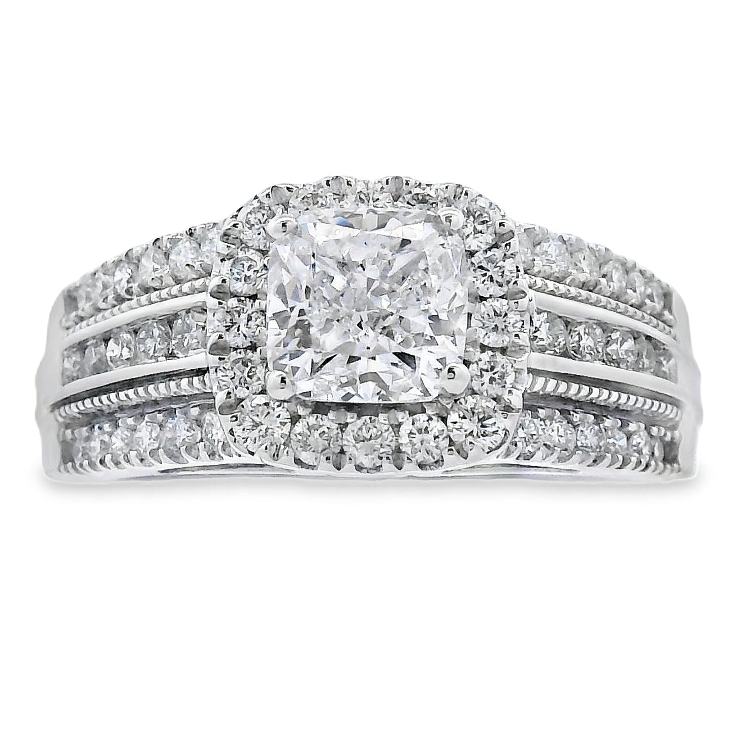Bague de fiançailles en diamant cultivé en laboratoire de 1,53 ct en or blanc 10KT