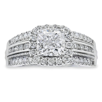 Bague de fiançailles en diamant cultivé en laboratoire de 1,53 ct en or blanc 10KT