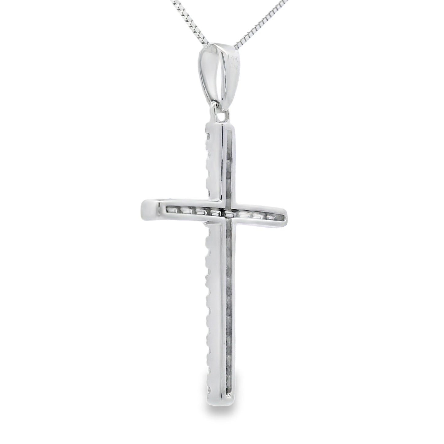 Colgante de Cruz de Diamante de 0.21ct en Oro Blanco de 14KT