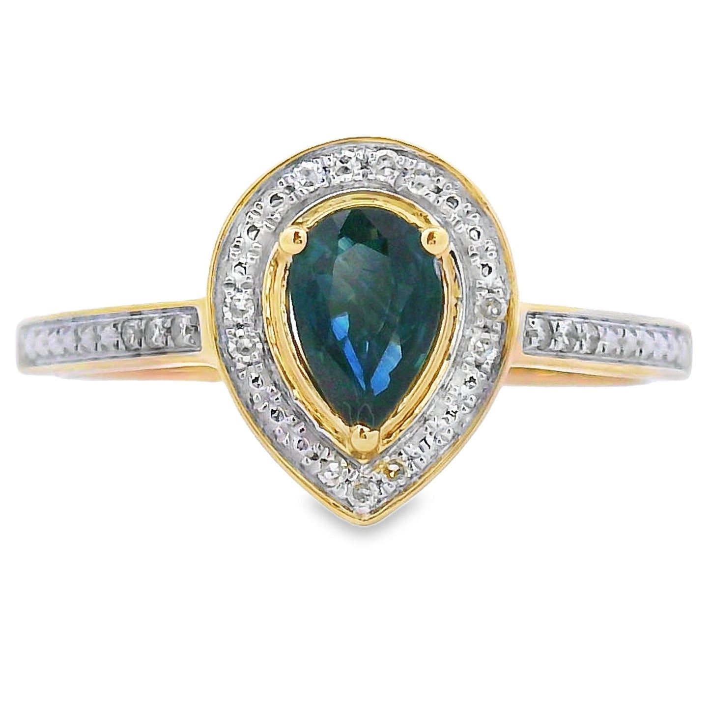 Bague en saphir naturel de 0,54 ct avec diamants en or jaune 10KT
