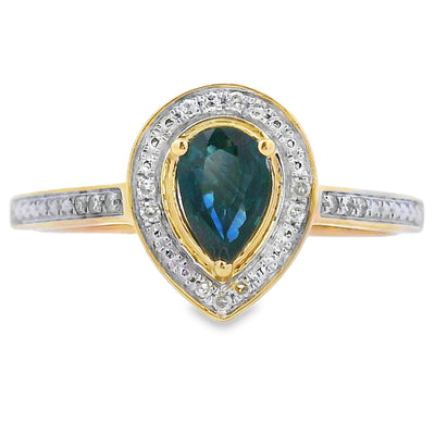 Bague en saphir naturel de 0,54 ct avec diamants en or jaune 10KT