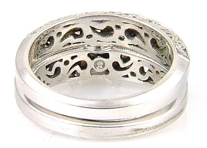 .54ct Ensemble de Bagues de Fiançailles de Style Antique en Or Blanc 18KT