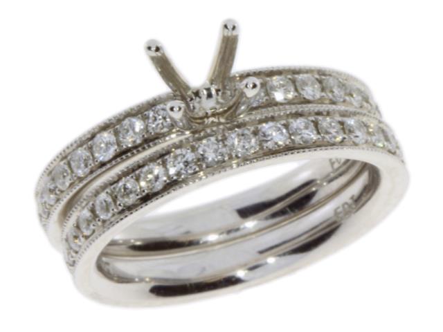 Monture semi-montée en diamant pour bague de fiançailles en or blanc 14KT