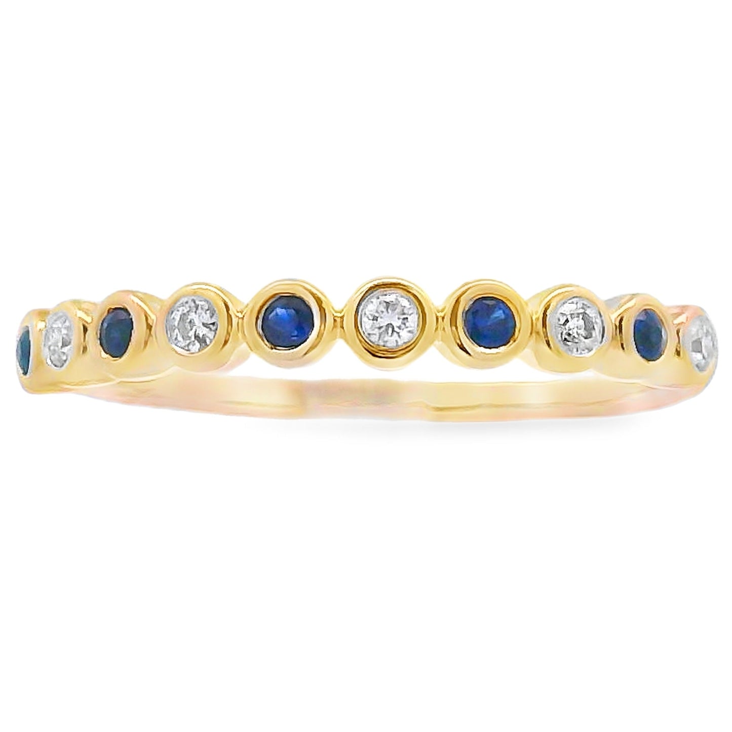 Conjunto de Anillos Apilables de Zafiro y Diamante en Oro Amarillo de 14KT