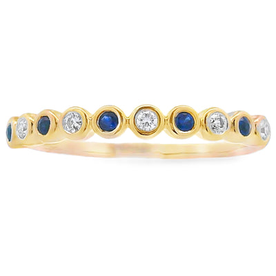 Sapphire Diamond Stackable Band Set in 14KT Yellow Gold