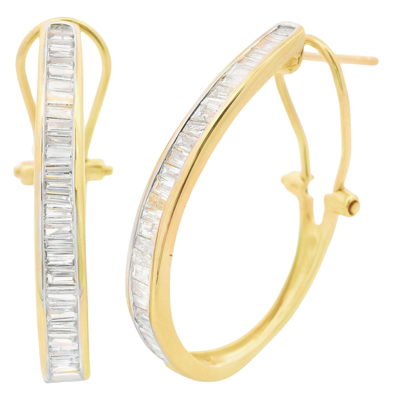 Genuine 1.00ct Diamond Hoop Earrings in 14KT Yellow Gold