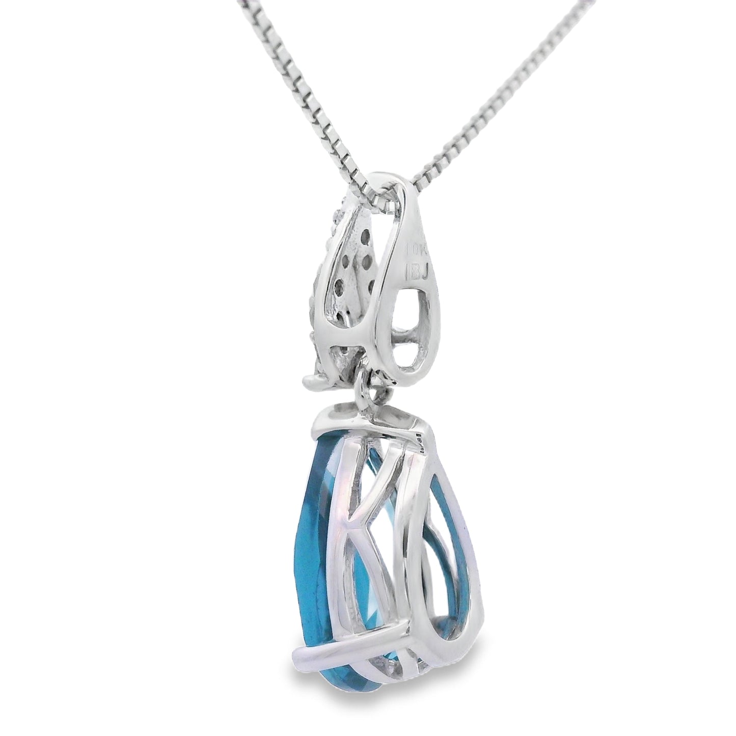 London Blue Topaz Pendant in 10KT White Gold