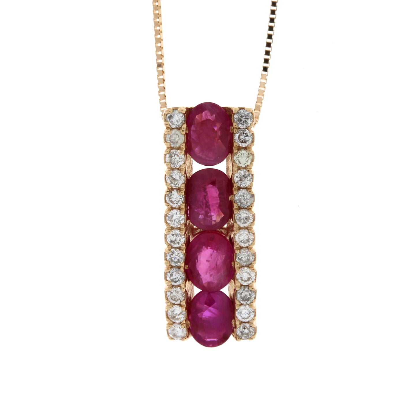 1.39ct Ruby and Diamond Pendant in 14KT Rose Gold