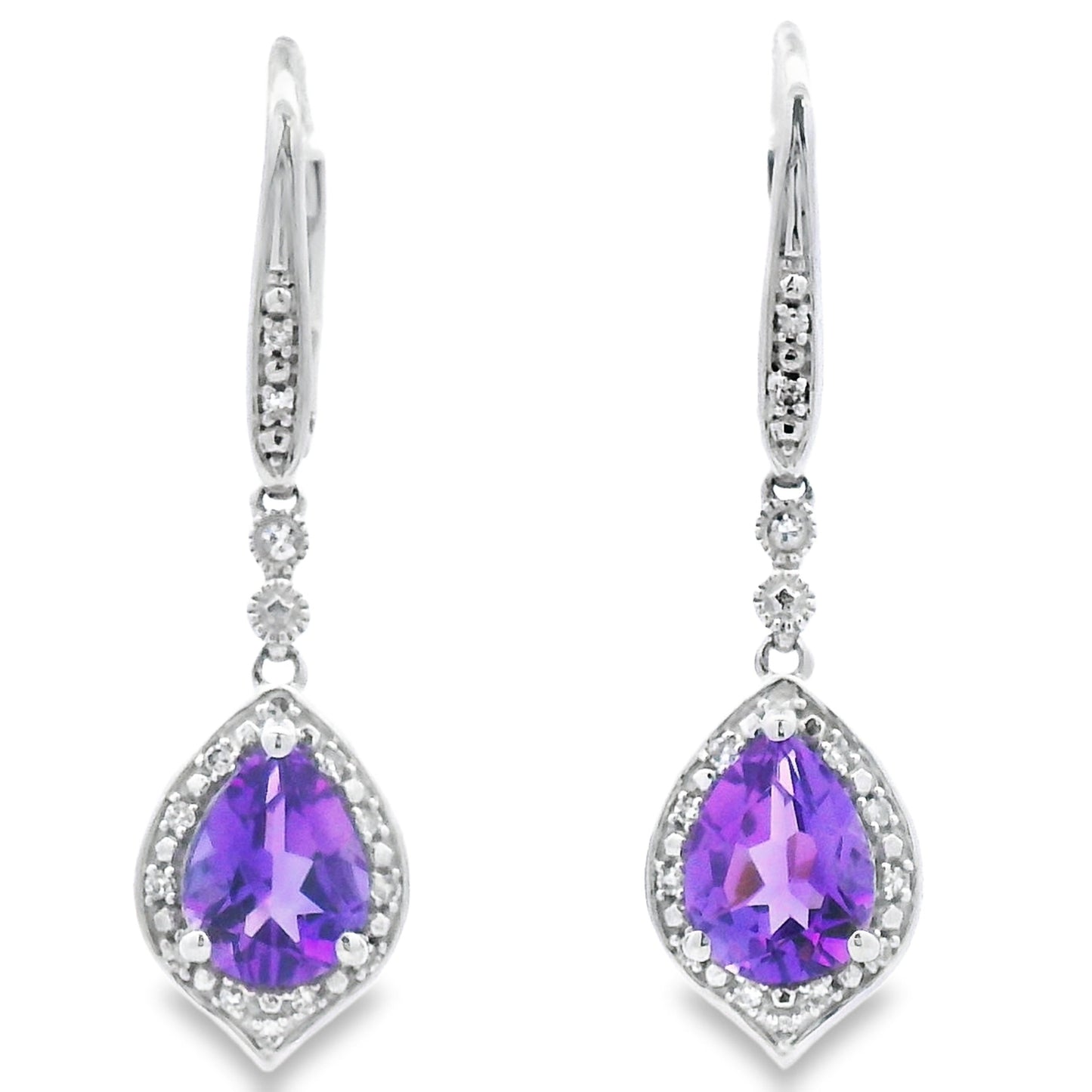 2.13ct Amethyst Diamond Dangle Earrings in 10KT White Gold