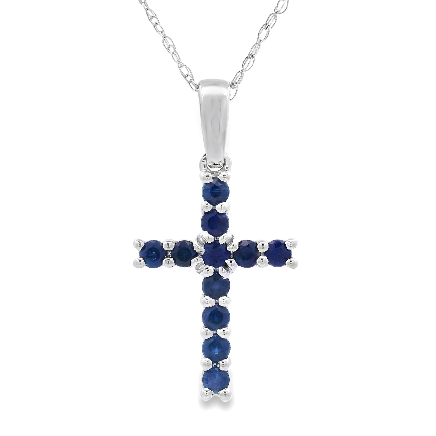 .29ct Colgante de Cruz de Zafiro en Oro Blanco de 14KT