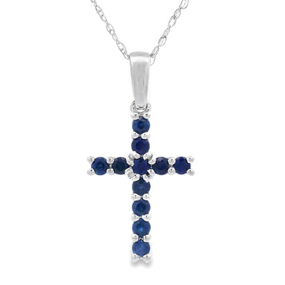 .29ct Pendentif Croix en Saphir en Or Blanc 14KT