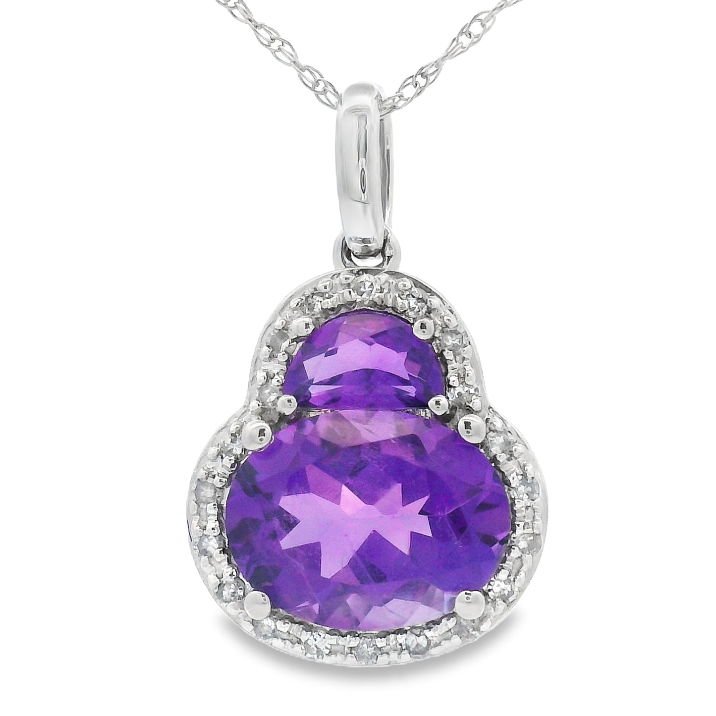 Colgante de Moda de Diamante de Amatista en Oro Blanco de 14KT