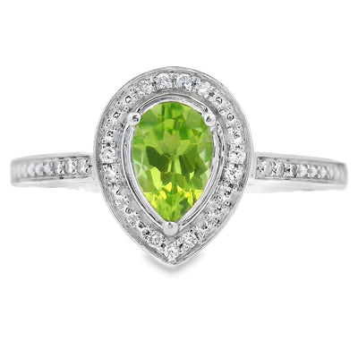 Bague en Diamant de Peridot Naturel de 0,50 ct en Or Blanc 10KT