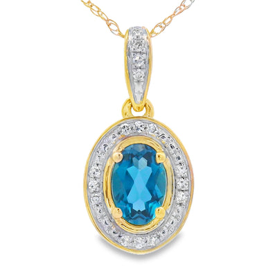 London Blue Topaz Pendant in 10KT Yellow Gold