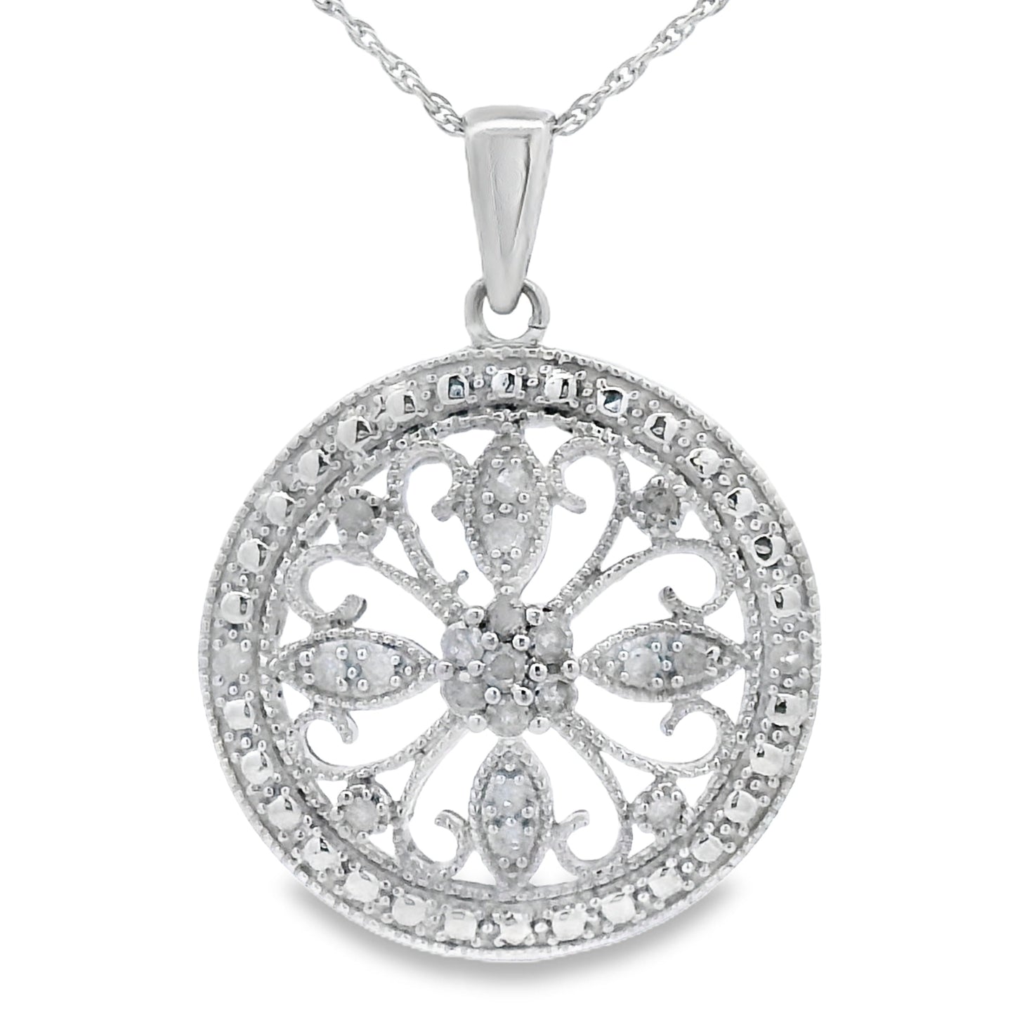 Natural .25ct Diamond Fashion Pendant in Sterling Silver