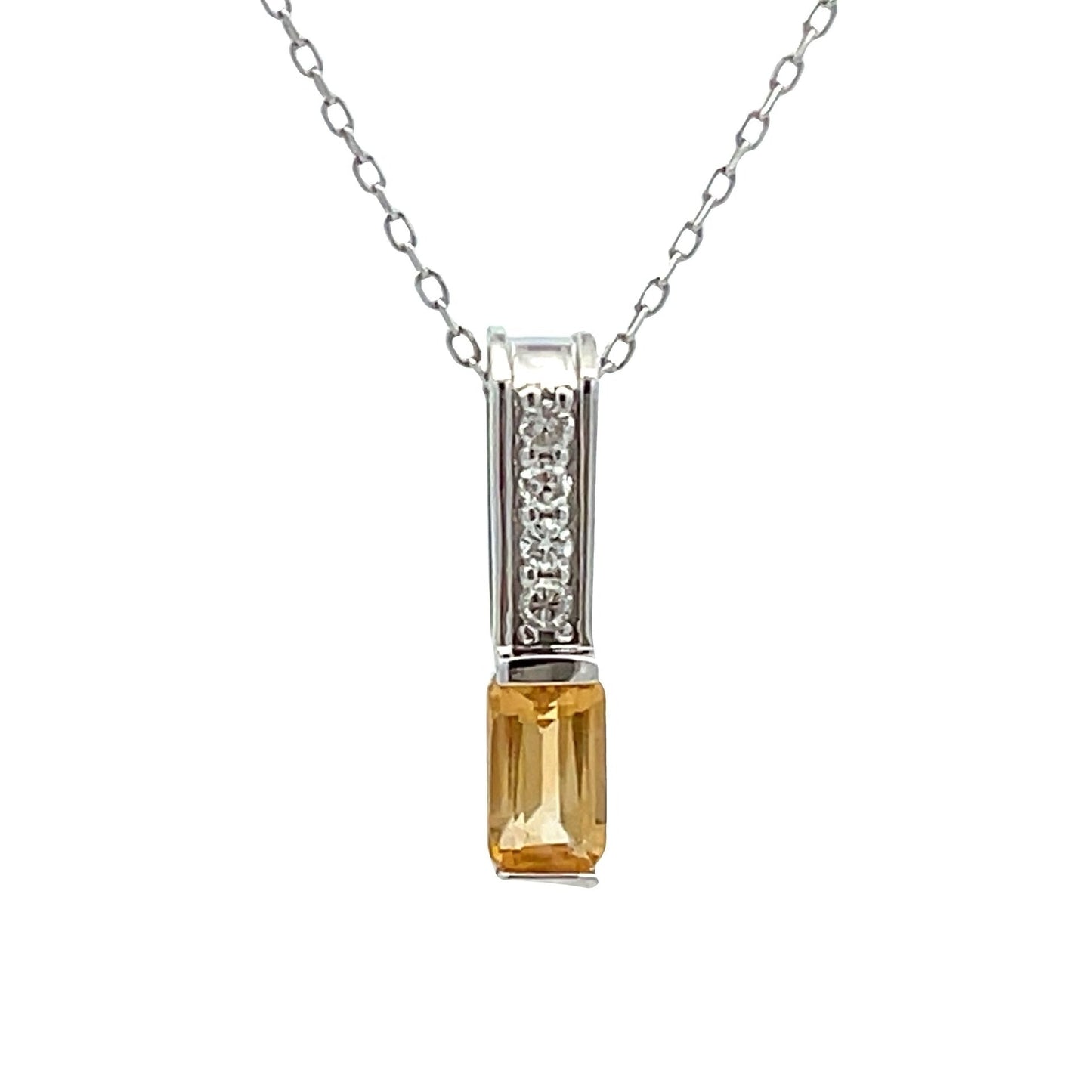 .06ct Pendentif en Diamant Citrine en Or Blanc 10KT