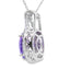 Colgante de amatista y diamante en oro blanco de 10KT