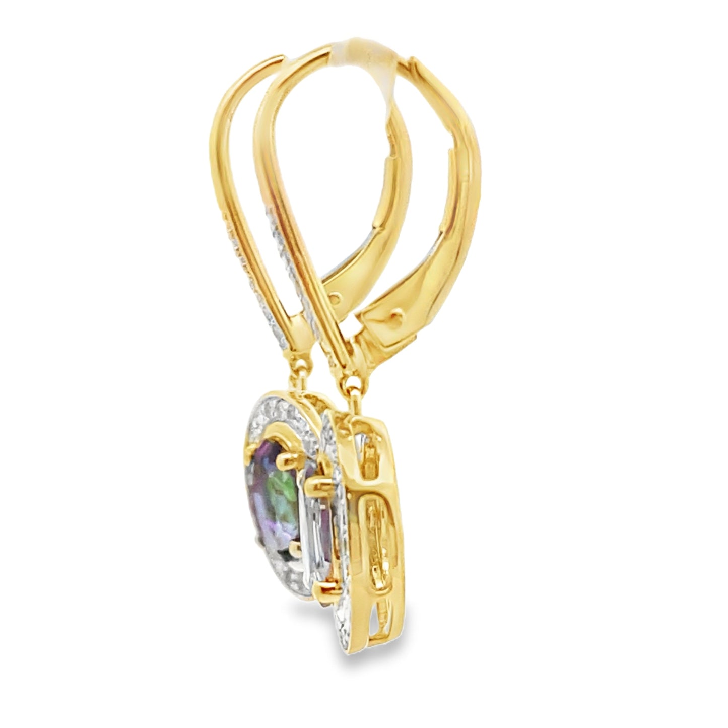 Boucles d'oreilles pendantes en topaze mystique en or jaune 10KT