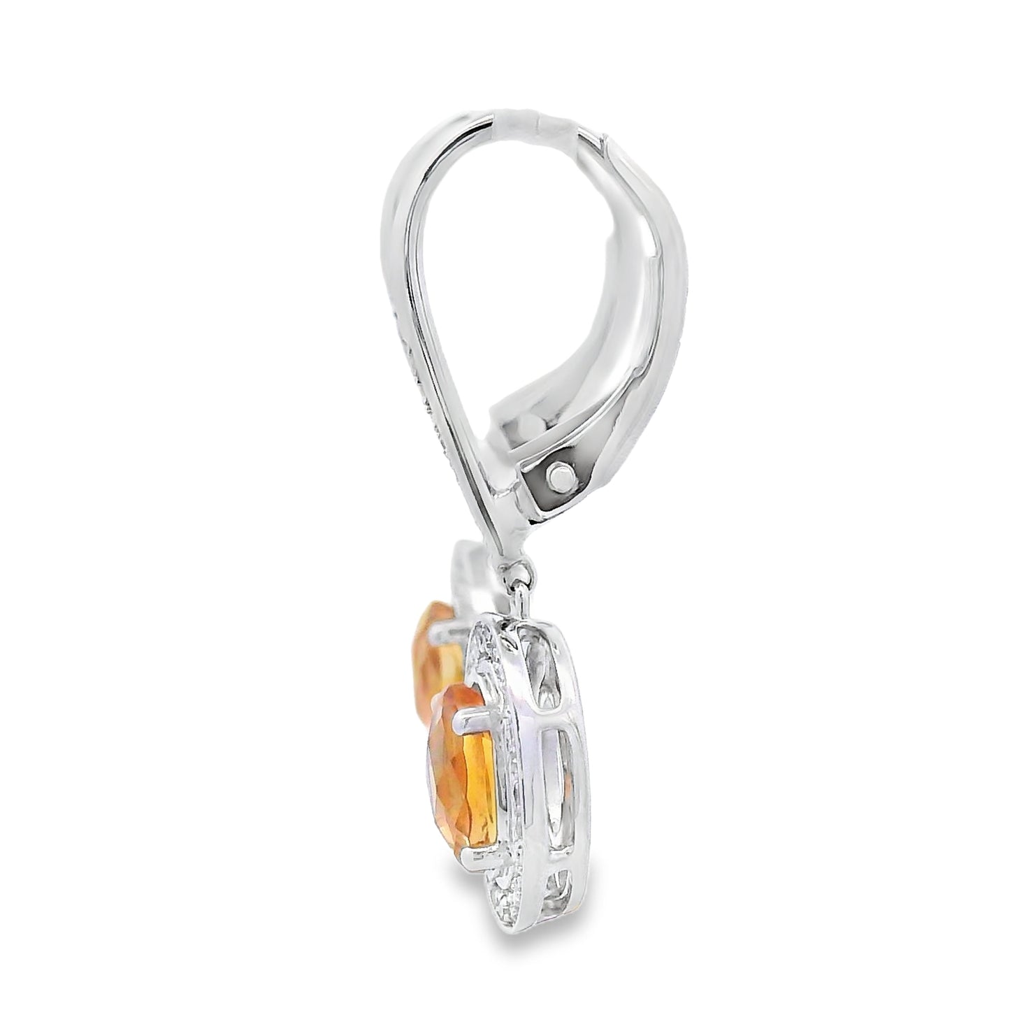 Boucles d'oreilles pendantes en diamant citrine de 1,04 ct en or blanc 10KT