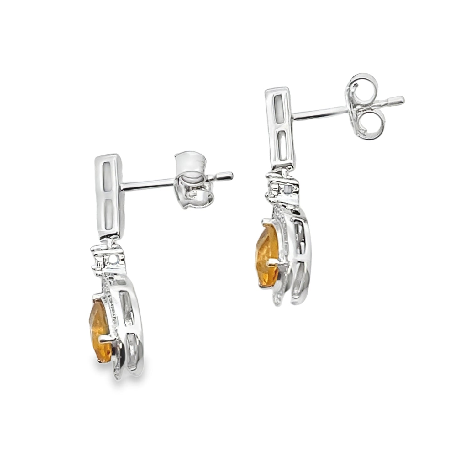 .89ct Citrine Diamond Dangle Earrings in 10KT White Gold