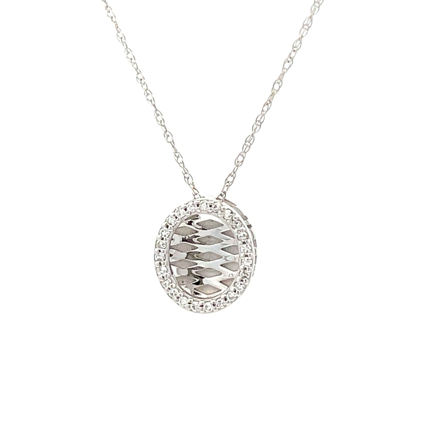 Colgante de Moda de Diamante Natural en Oro Blanco de 14KT
