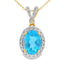 Pendentif en Topaze Bleue et Diamant en Or Jaune 14KT