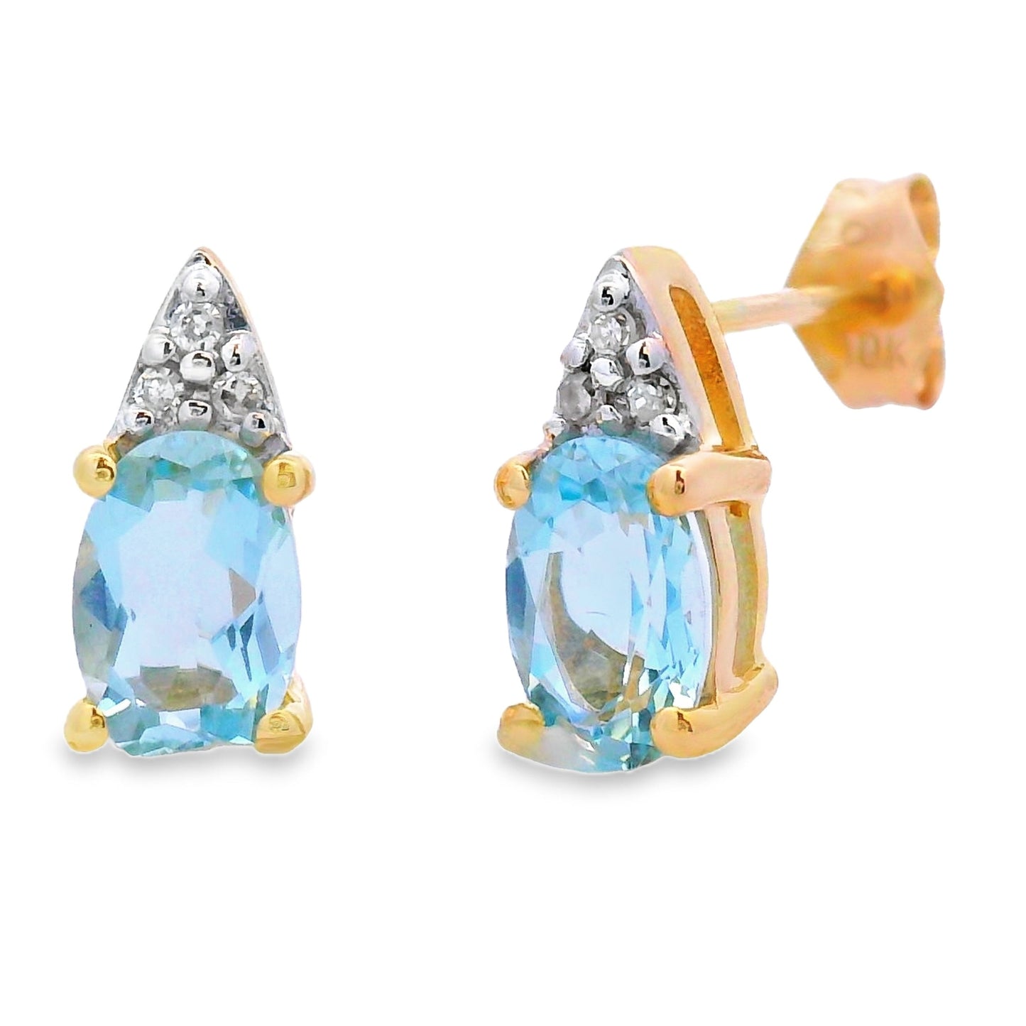 .83ct Aquamarine Diamond Stud Earrings in 10KT Yellow Gold
