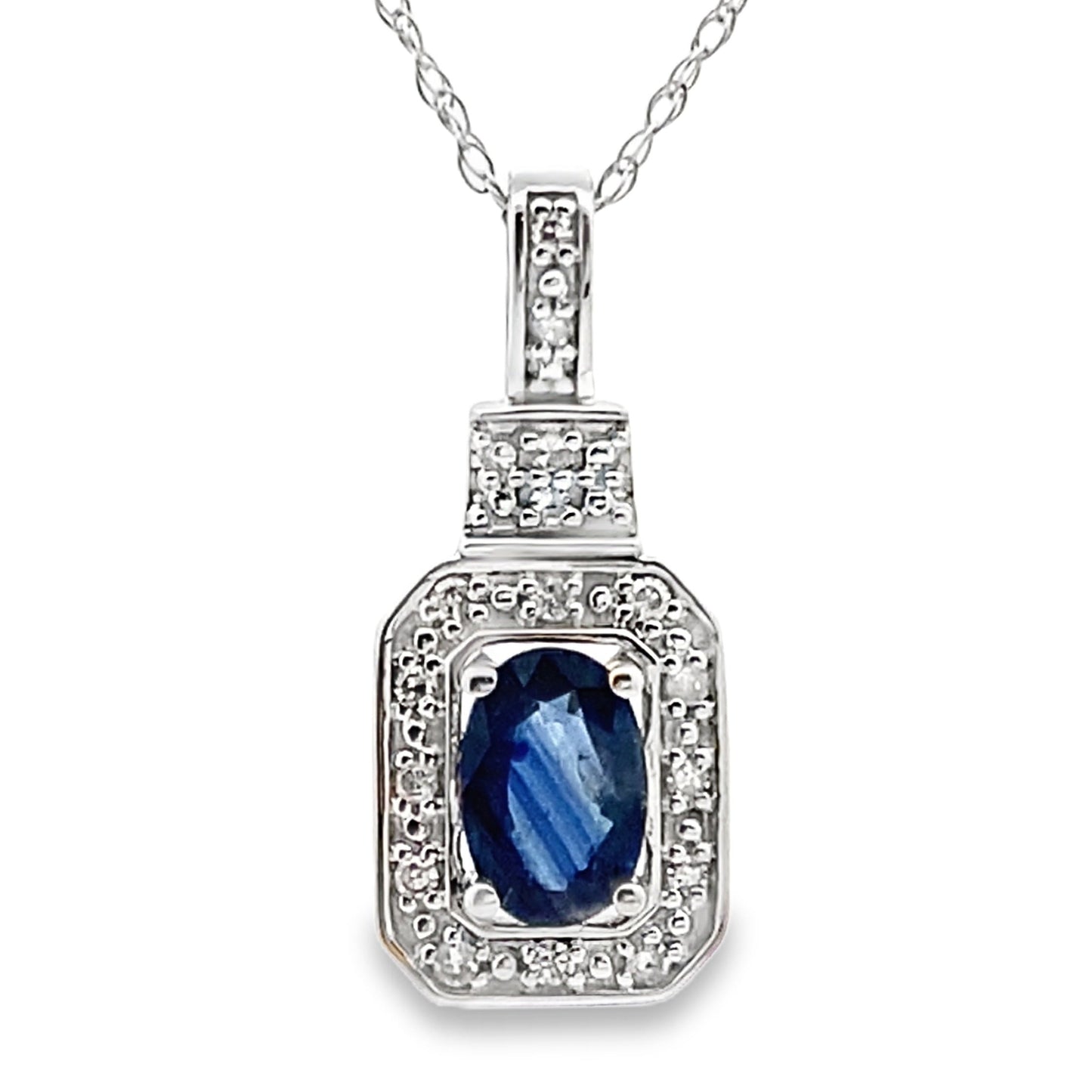 .66ct Pendentif en Saphir et Diamant en Or Blanc 10KT