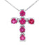 Ruby Diamond Cross Pendant in 10KT White Gold
