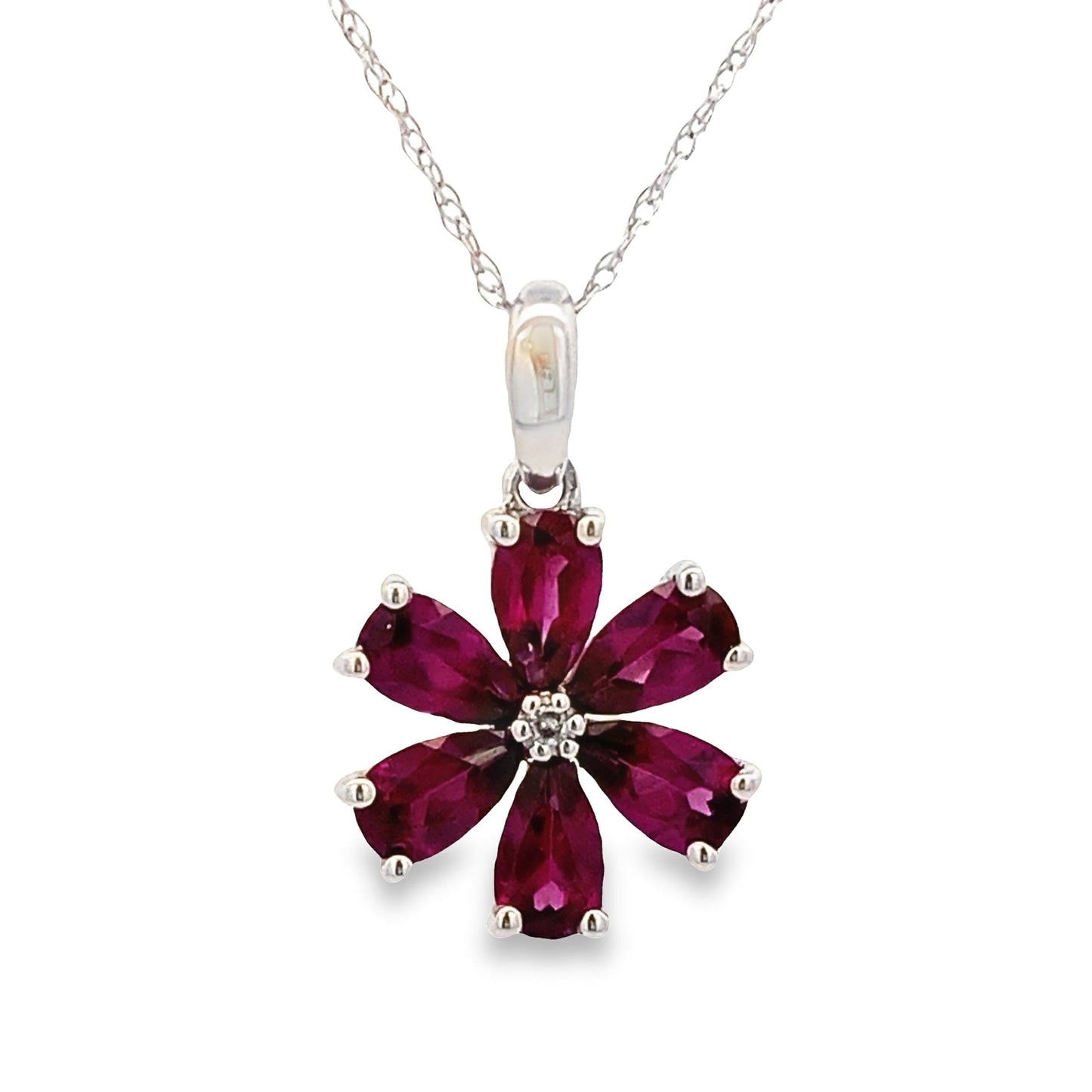 Rhodolite Garnet Pendant in 14KT White Gold