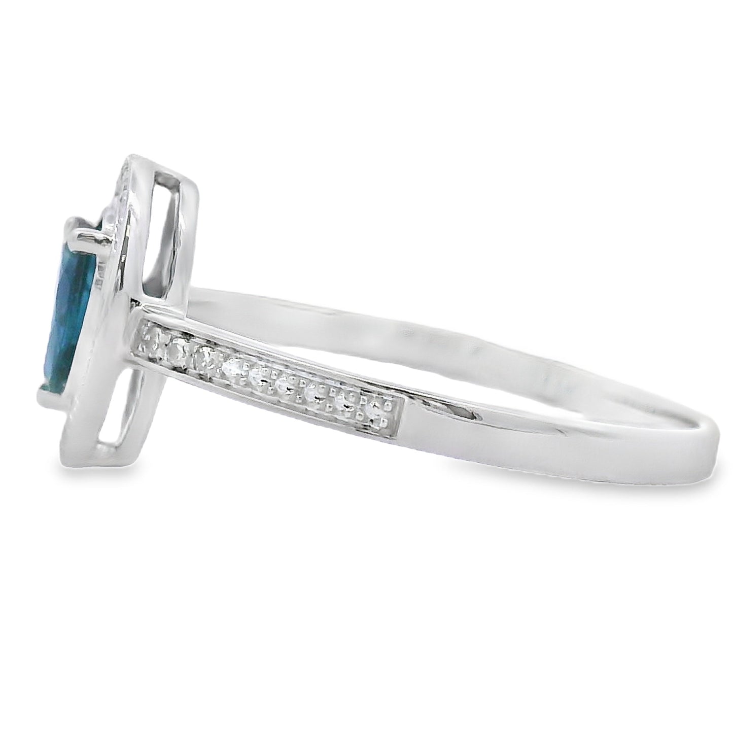 Bague en diamant saphir véritable de 0,54 ct en or blanc 10KT