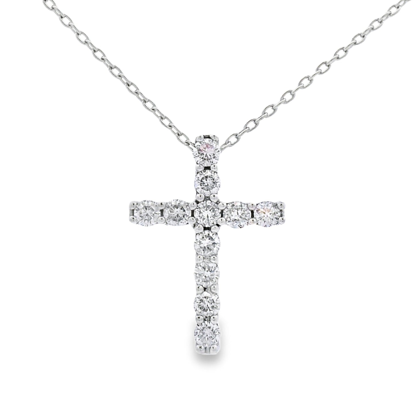 Colgante de Cruz de Diamante de 0.35ct en Oro Blanco de 14KT