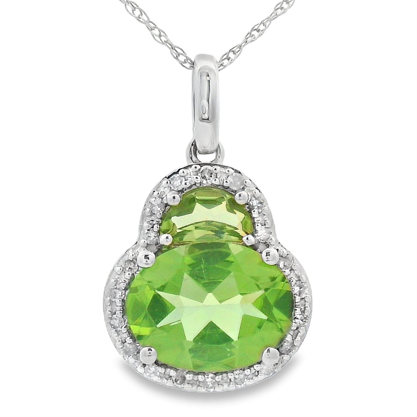 Pendentif en péridot et diamant de 2,29 ct en or blanc 14 carats