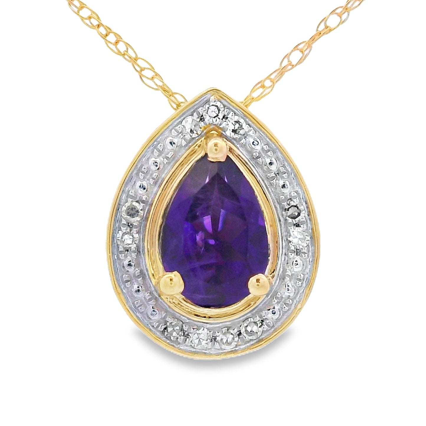 Amethyst Diamond Fashion Pendant in 10KT Yellow Gold