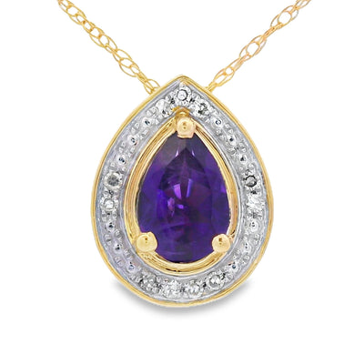 Amethyst Diamond Fashion Pendant in 10KT Yellow Gold