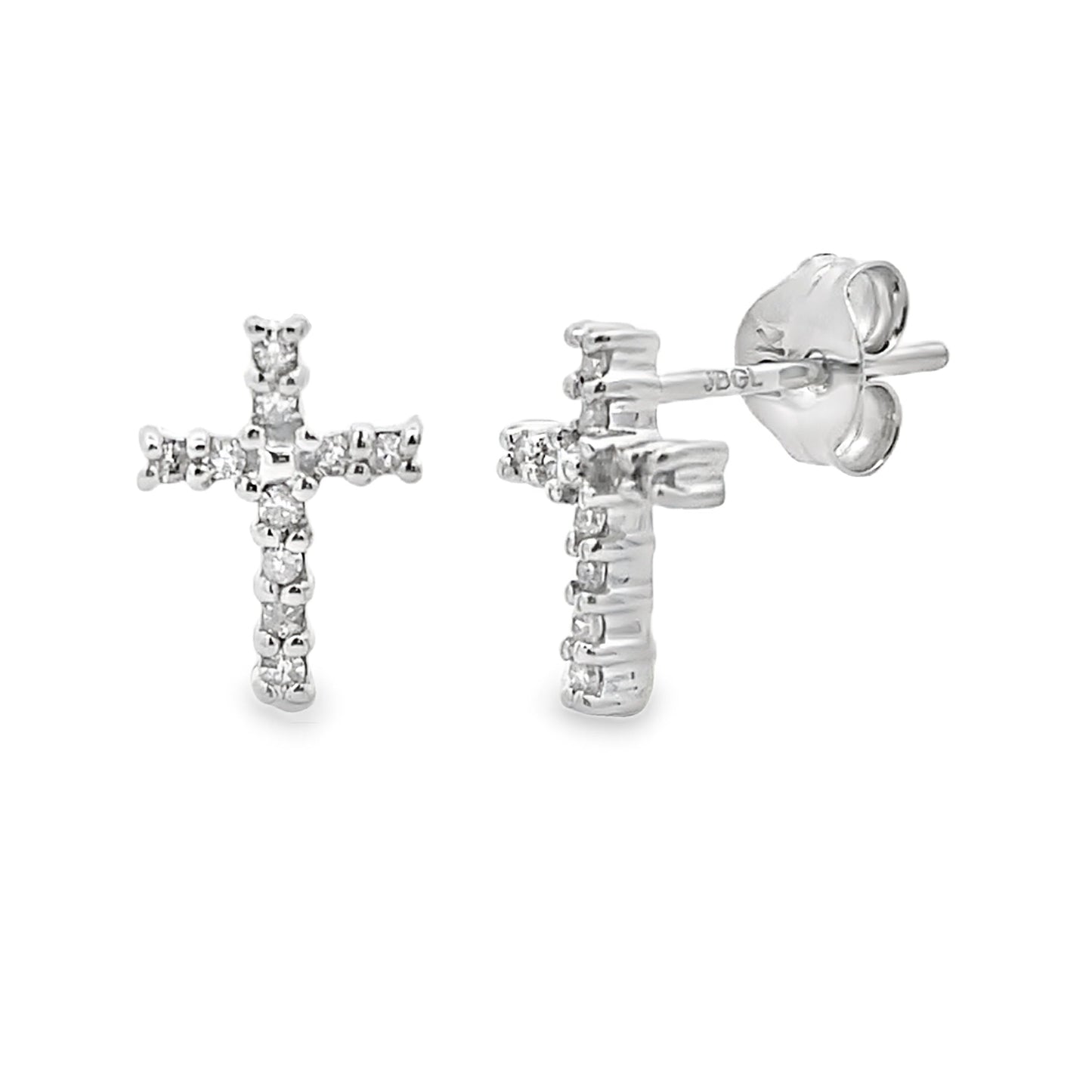 Natural Diamond Cross Earrings in 10KT White Gold