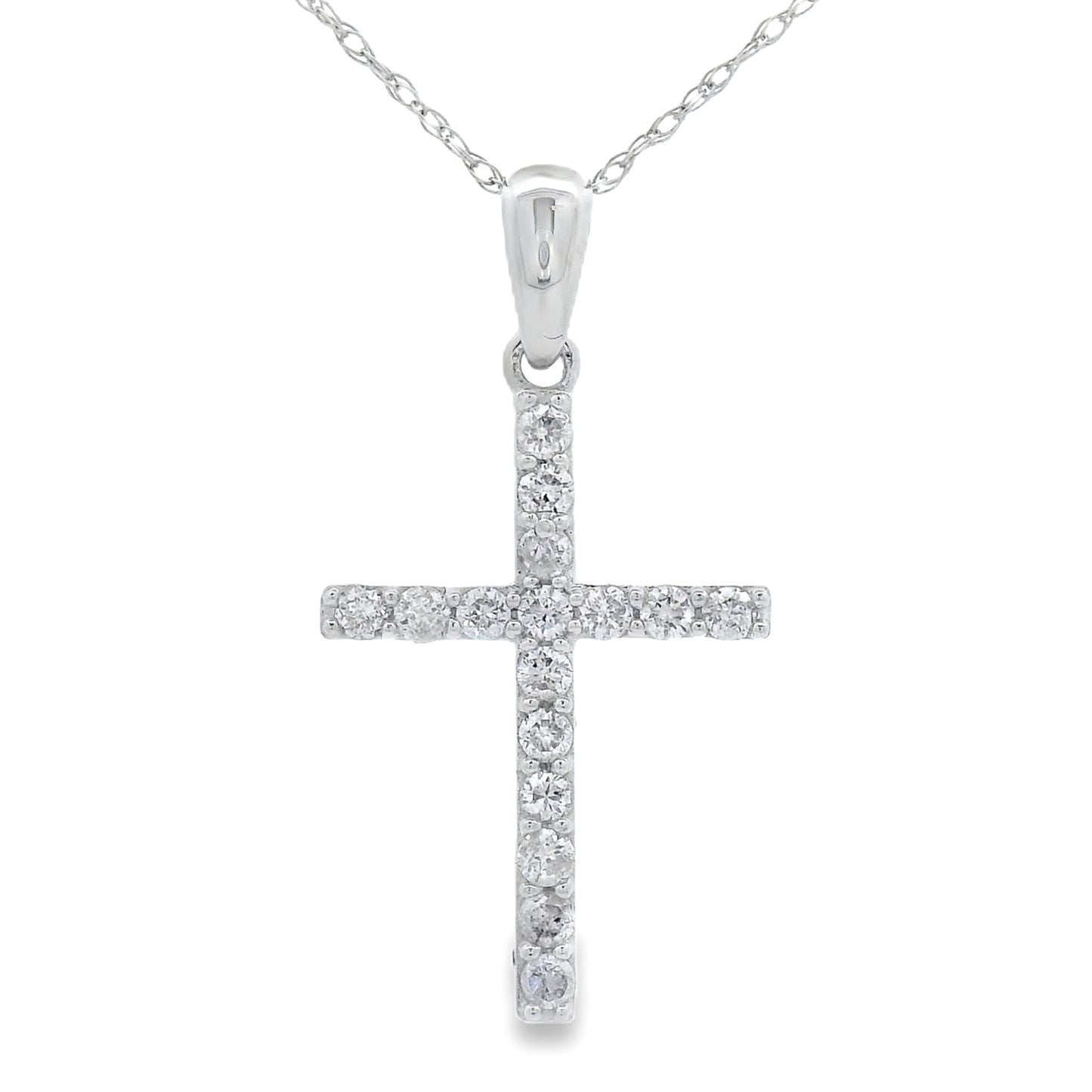 Pendentif Croix en Diamant de 0,25 ct en Or Blanc 14KT