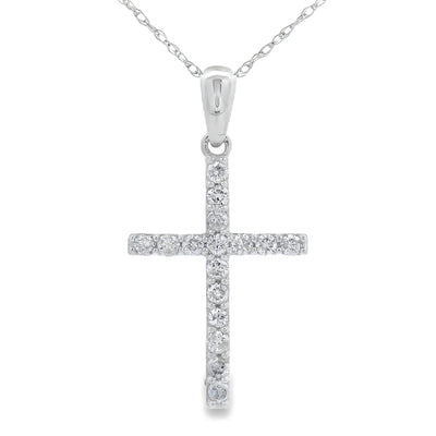 Pendentif Croix en Diamant de 0,25 ct en Or Blanc 14KT