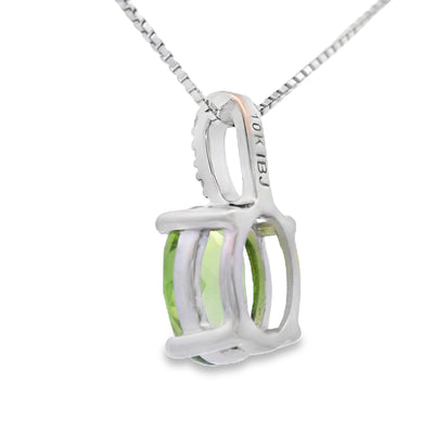 Pendentif en péridot et diamant de 1,34 ct en or blanc 10KT