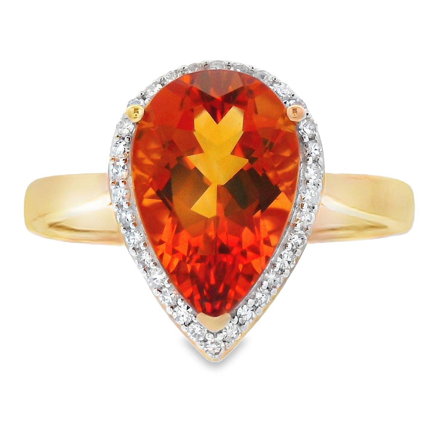 Genuine 2.93ct Citrine Diamond Ring in 14KT Yellow Gold