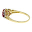 Anillo de 3 piedras con rubí y diamantes de 1.04ct en oro amarillo de 14KT
