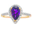 Anillo de Diamante de Amatista Natural de .98ct en Oro Amarillo de 14KT