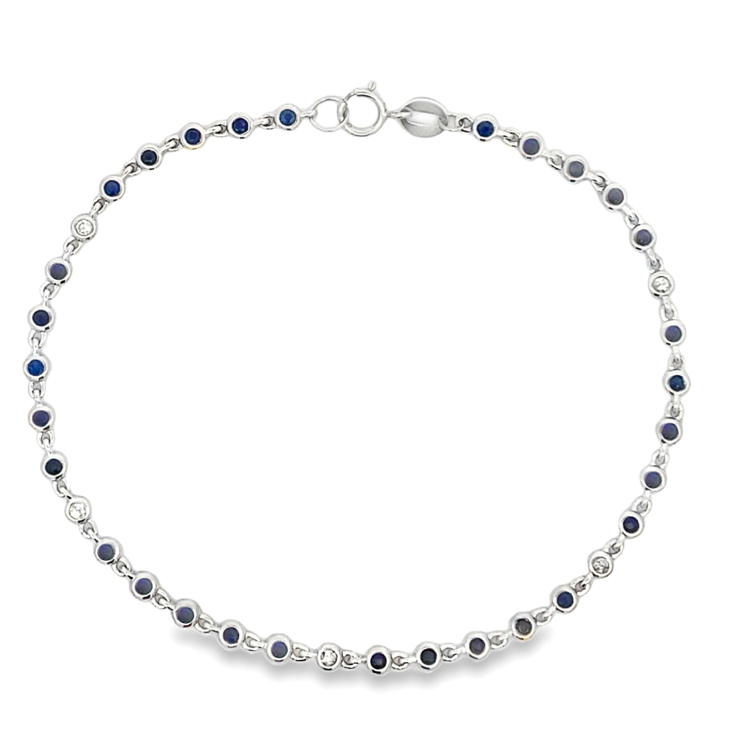Natural Sapphire and Diamond Bracelet in 14KT White Gold
