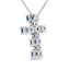 .32ct Pendentif Croix en Saphir en Or Blanc 10KT