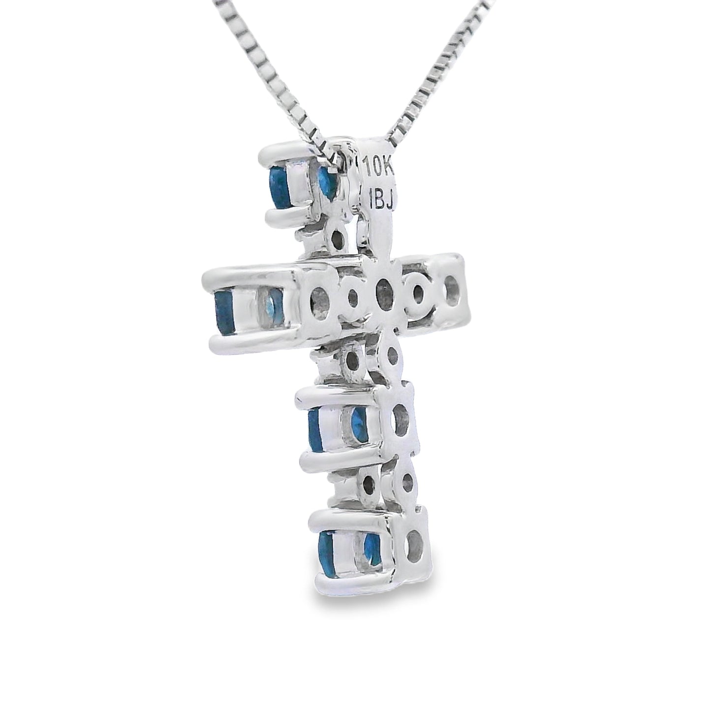 .32ct Pendentif Croix en Saphir en Or Blanc 10KT